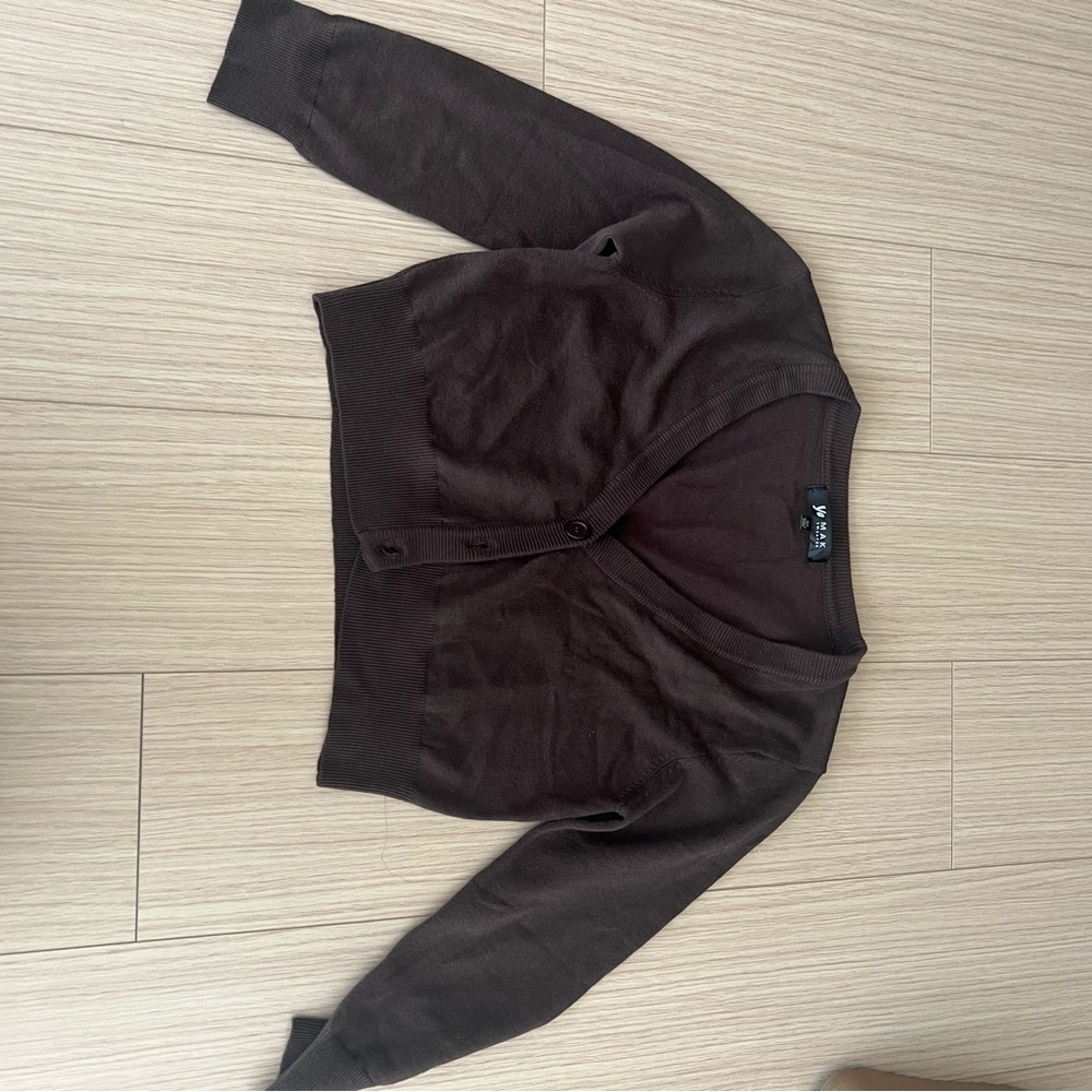 Classic Brown V-Neck Women's Cardigan Sweater
